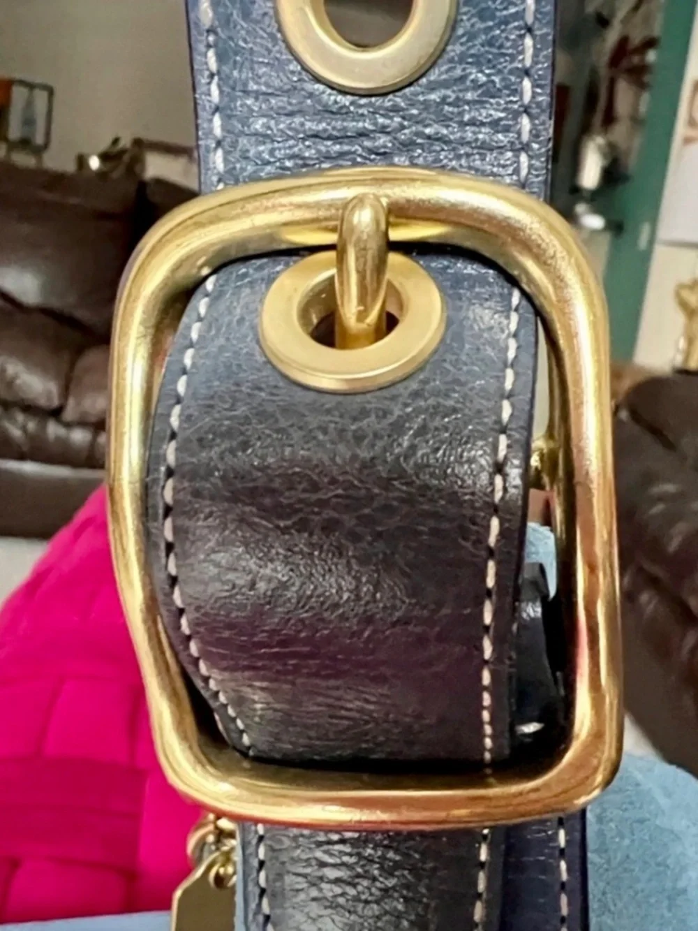 Coach Suede Leather Hobo Shoulder Crossbody Bag Blue